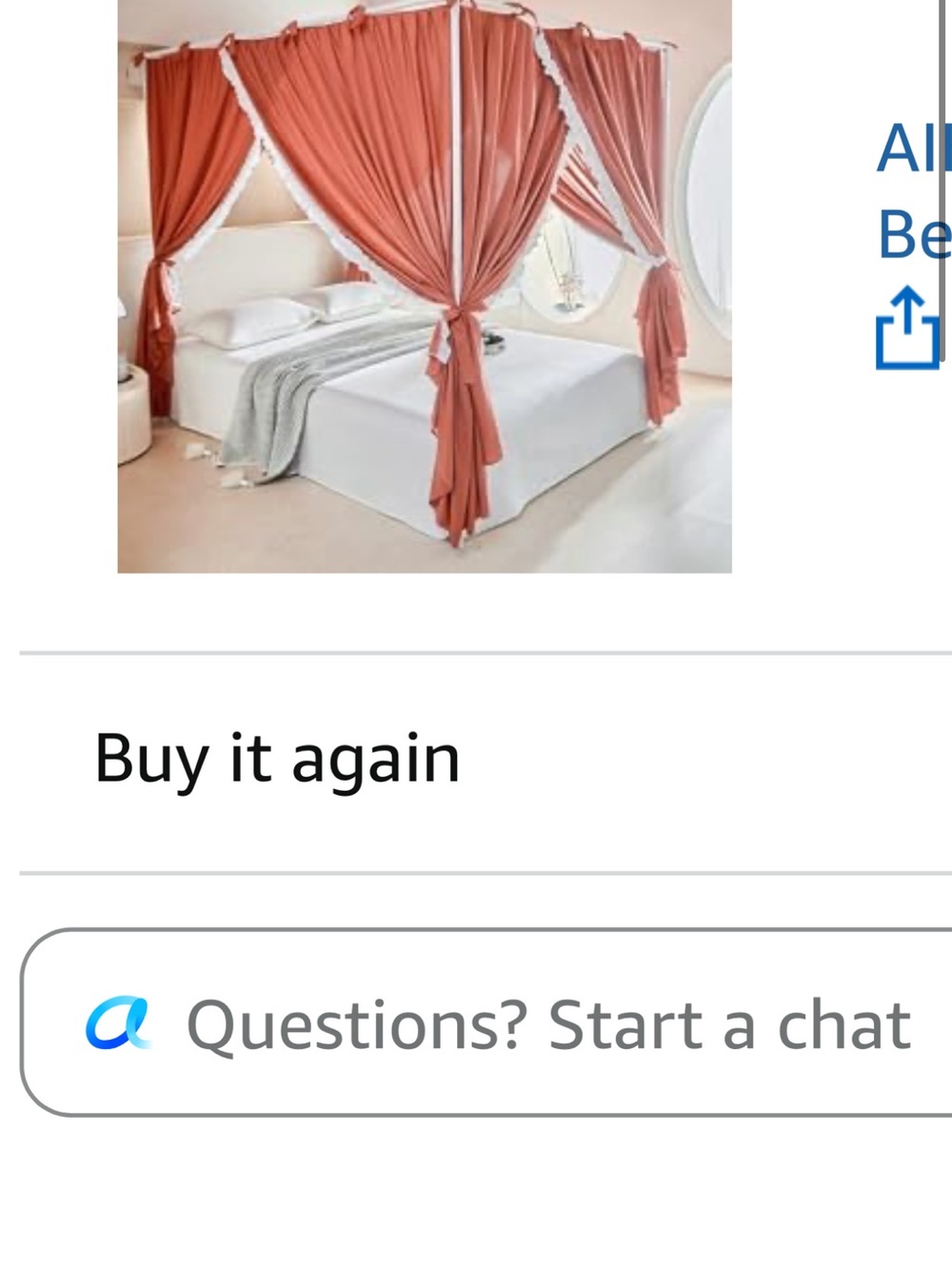 Rust Orange Canopy Bed Curtains by